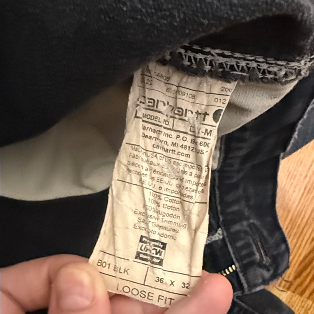 Mens Carhartt B01-BLK Logger Loose Fit Denim Jeans 36x32 Made in USA - Picture 3 of 5